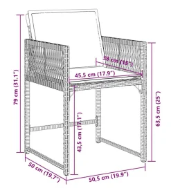 7-delige Tuinset met kussens poly rattan grijs