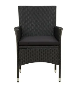 5-delige Tuinset met kussens poly rattan zwart