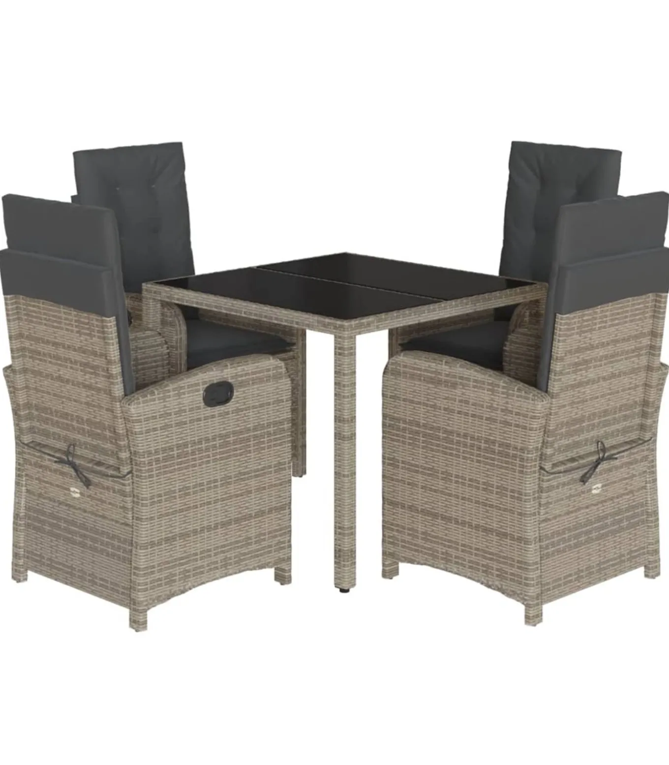 5-delige Tuinset met kussens poly rattan grijs