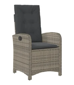 5-delige Tuinset met kussens poly rattan grijs