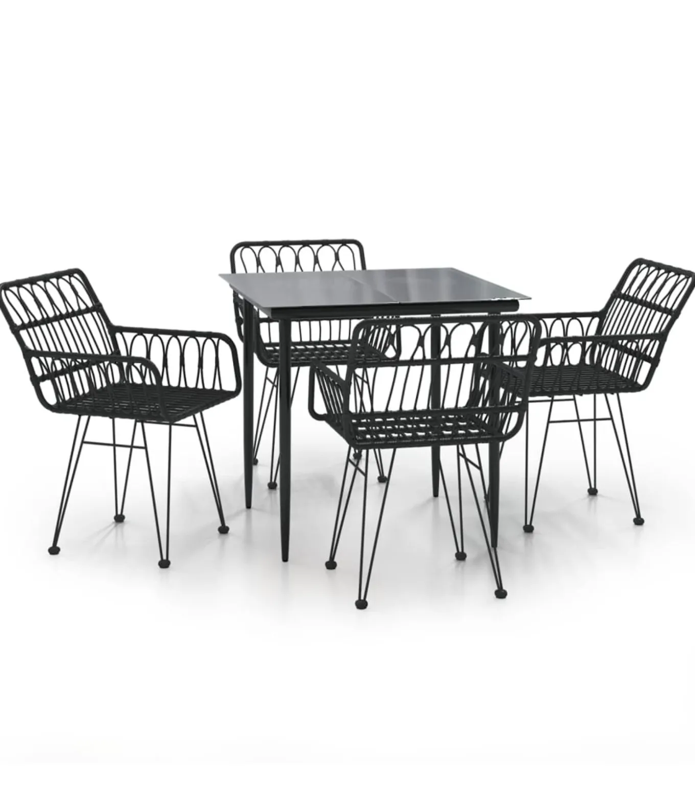 5-delige Tuinset poly rattan zwart