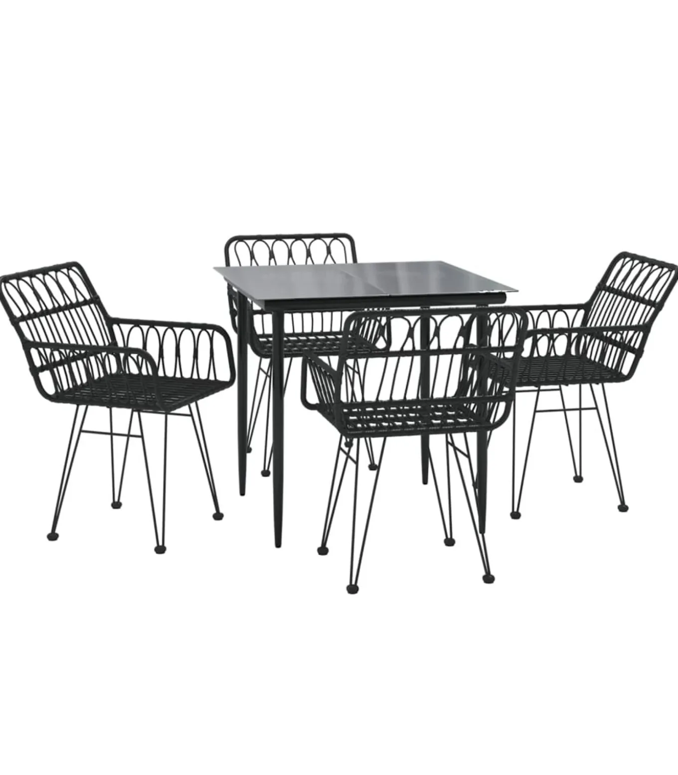 5-delige Tuinset poly rattan zwart