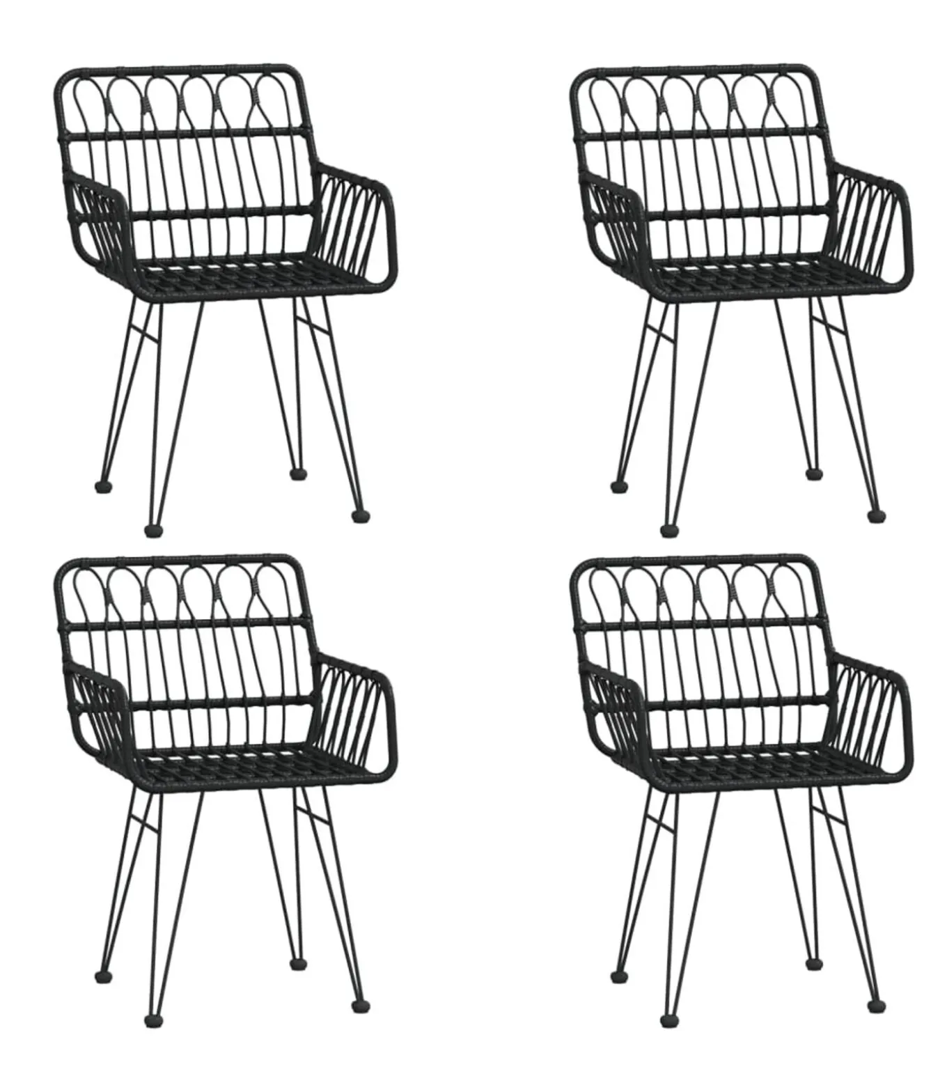 5-delige Tuinset poly rattan zwart