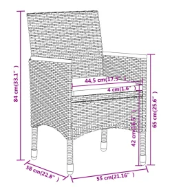 5-delige Tuinset poly rattan zwart
