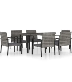 7-delige Tuinset poly rattan grijs