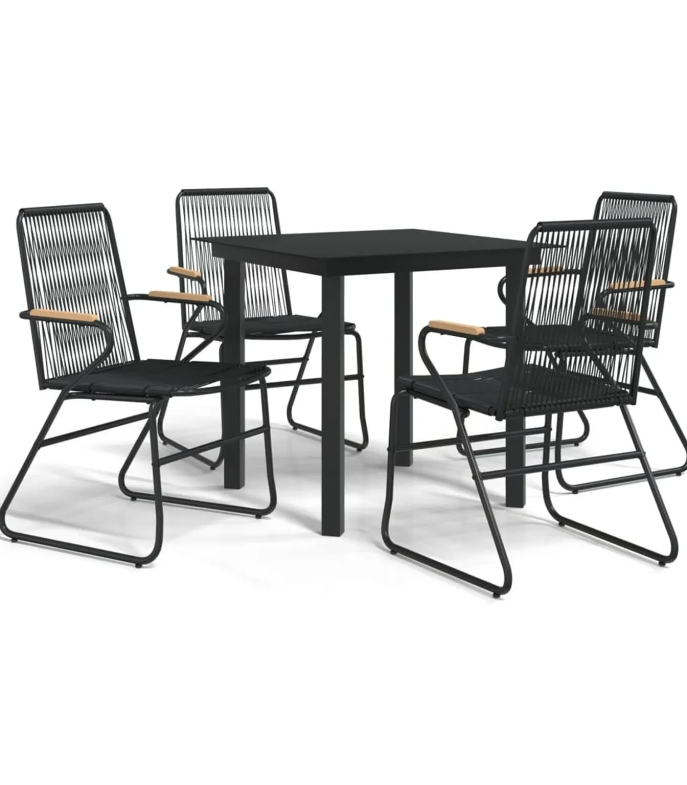 5-delige Tuinset PVC-rattan zwart