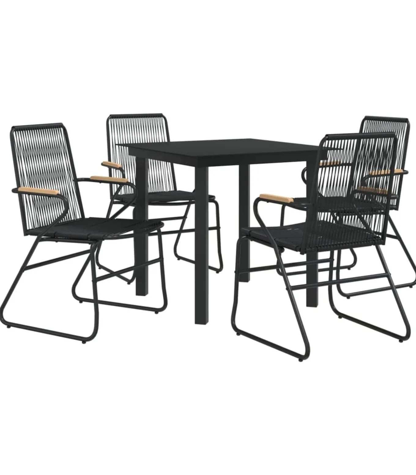 5-delige Tuinset PVC-rattan zwart