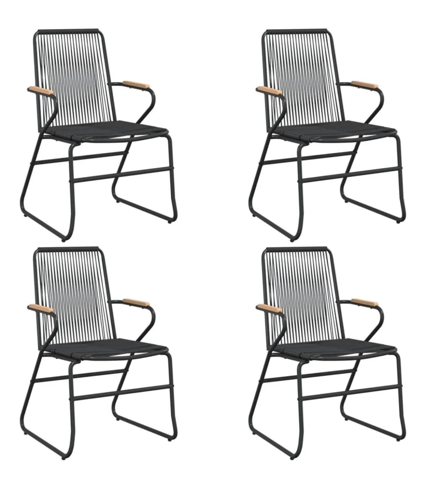 5-delige Tuinset PVC-rattan zwart