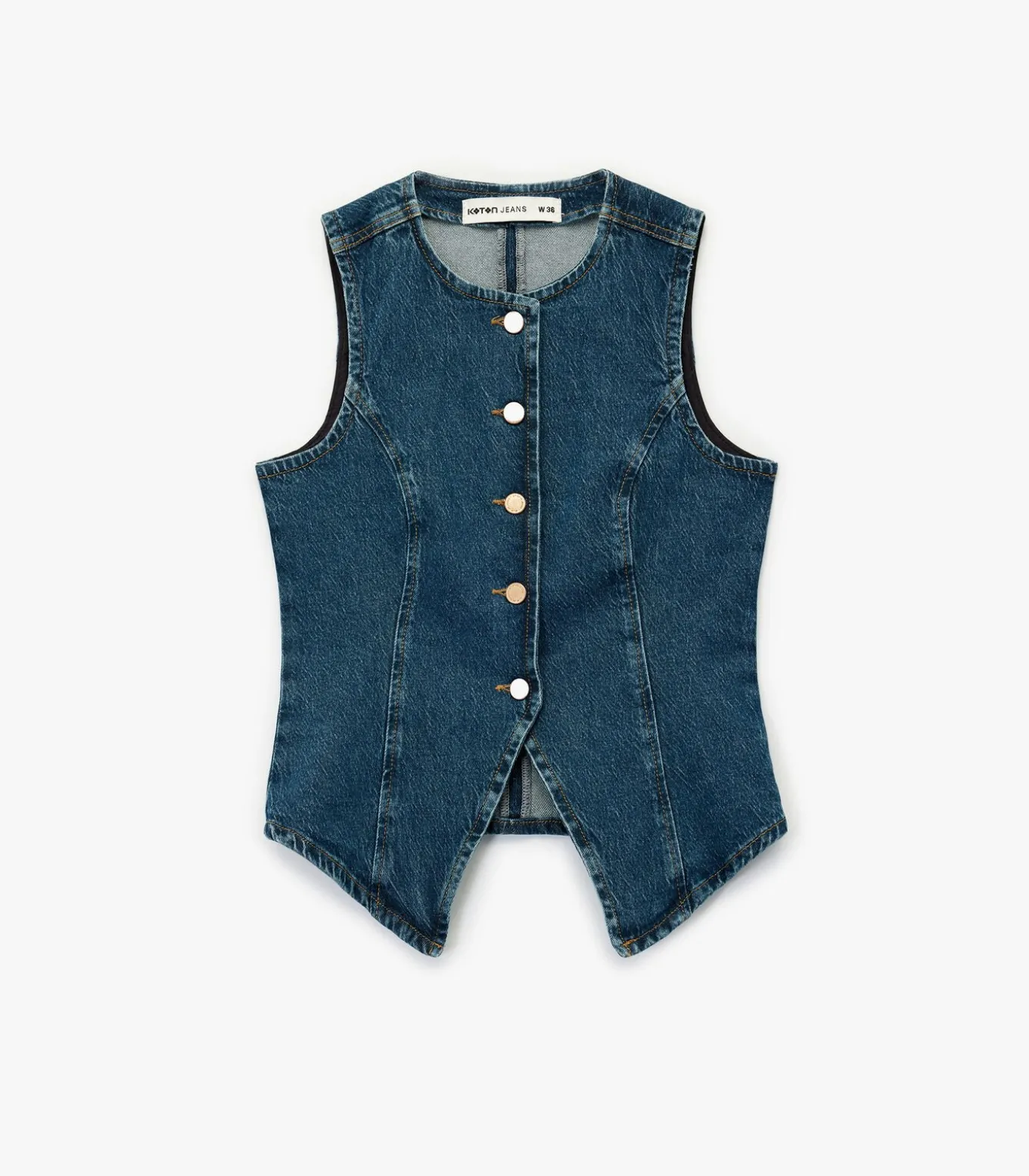 Denim Yelek Mouwloos met Knoopsluiting