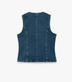 Denim Yelek Mouwloos met Knoopsluiting