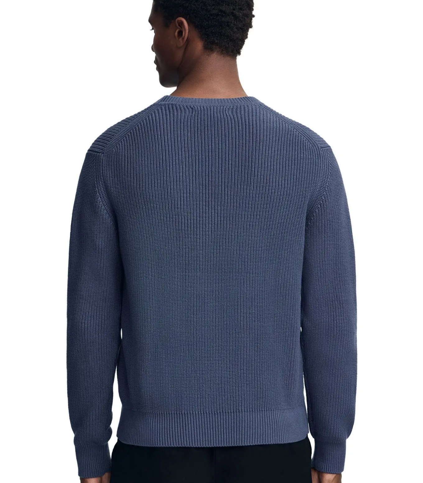 Denimblauwe cardigan met Engelse ribbel en Polo Club-patch