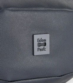 Donkerblauw lederen ovale kast