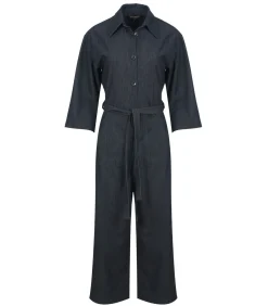 Donkergrijze denim jumpsuit