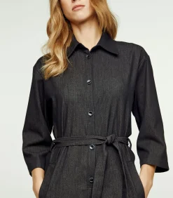 Donkergrijze denim jumpsuit