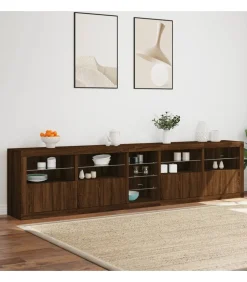 Dressoir met LED-verlichting 283x37x67 cm bruin eikenkleur