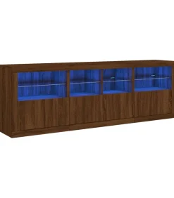 Dressoir met LED-verlichting 202x37x67 cm bruin eikenkleur