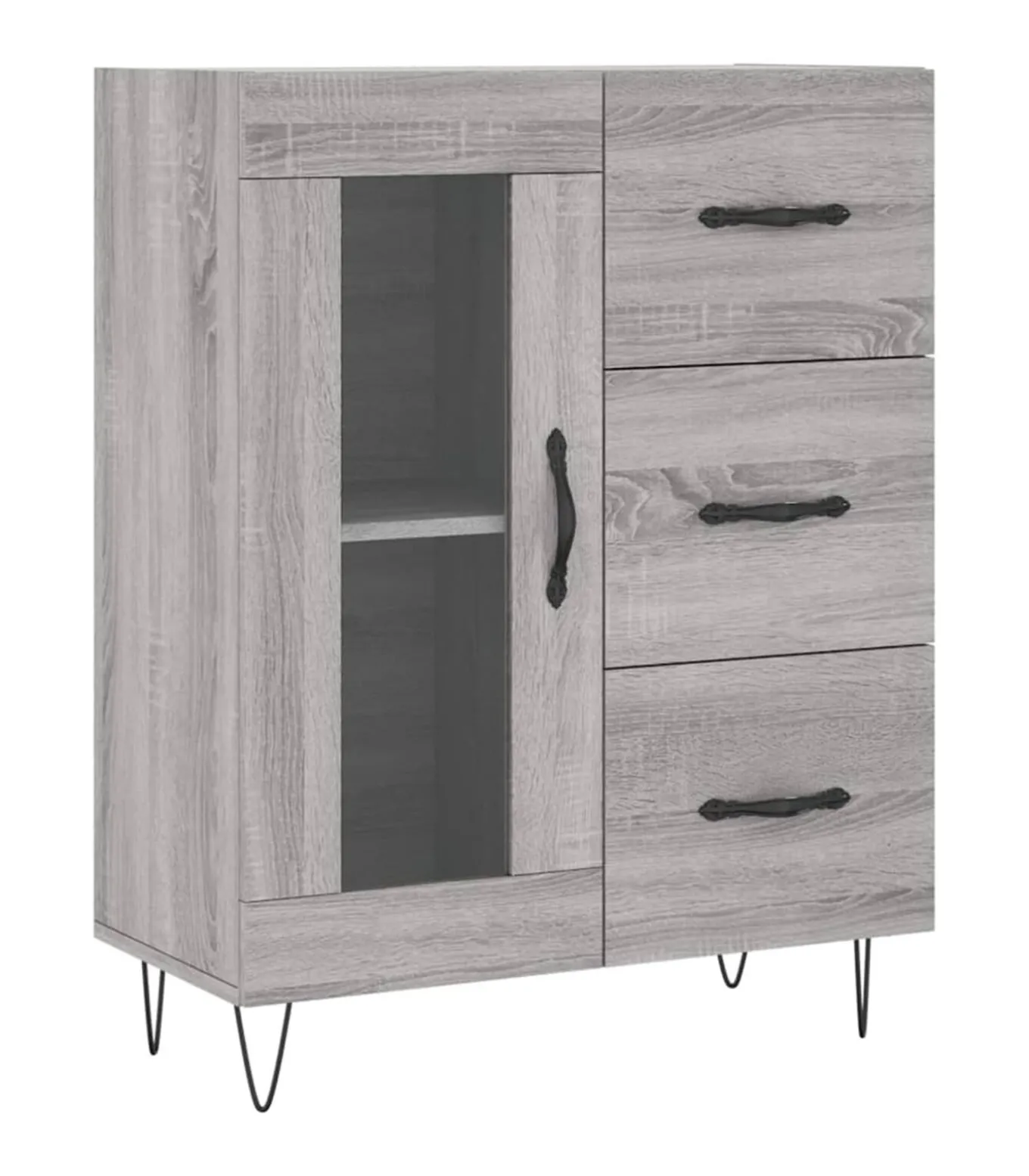 Dressoir 69,5x34x90 cm bewerkt hout grijs sonoma eikenkleurig