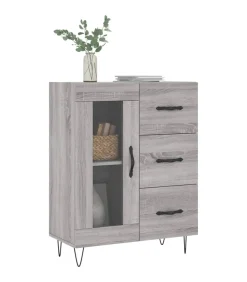 Dressoir 69,5x34x90 cm bewerkt hout grijs sonoma eikenkleurig