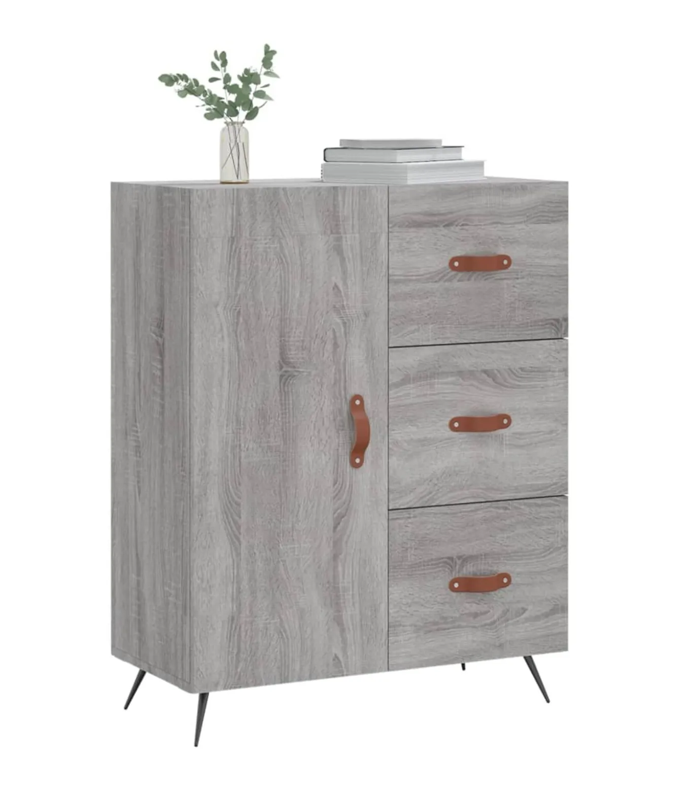 Dressoir 69,5x34x90 cm bewerkt hout grijs sonoma eikenkleurig