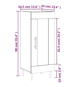 Dressoir 34,5x34x90 cm bewerkt hout grijs sonoma eikenkleurig