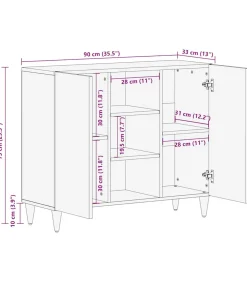 Dressoir 90x33x75 cm massief mangohout