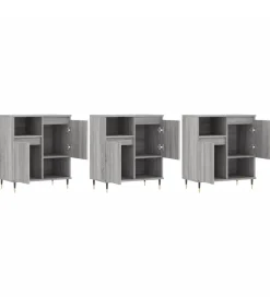 Dressoirs 3 st bewerkt hout grijs sonoma eikenkleurig