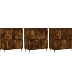 Dressoirs 3 st bewerkt hout gerookt eikenkleurig