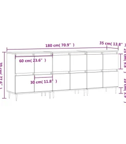 Dressoirs 3 st bewerkt hout gerookt eikenkleurig