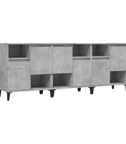 Dressoirs 3 st 60x35x70 cm bewerkt hout betongrijs