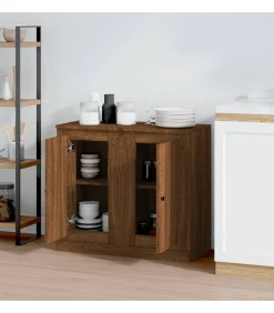 Dressoirs 2 st 37,5x35,5x67,5 cm bewerkt hout bruin eikenkleur