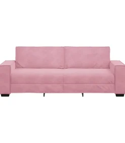 Driezitsbank 180 cm fluweel roze