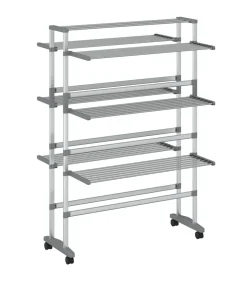 Droogrek met wieltjes 89x64x129 cm aluminium