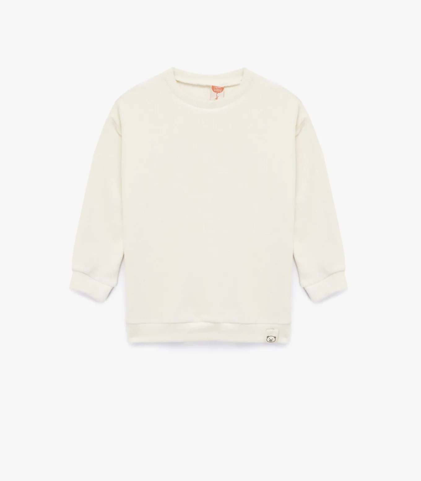 Ecru Babypullover Lang met Ronde Hals