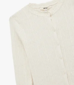 Ecru Lange Mouwen Trui Met Knoopsluiting