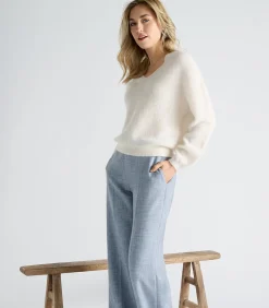 Ecru pull met v-hals