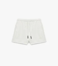 Ecru Slanke Pasvorm Hoge Taille Katoenen Zachte Korte Broek