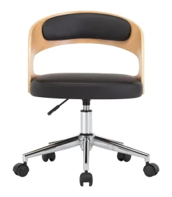 Eetkamerstoel draaibaar gebogen hout en kunstleer zwart