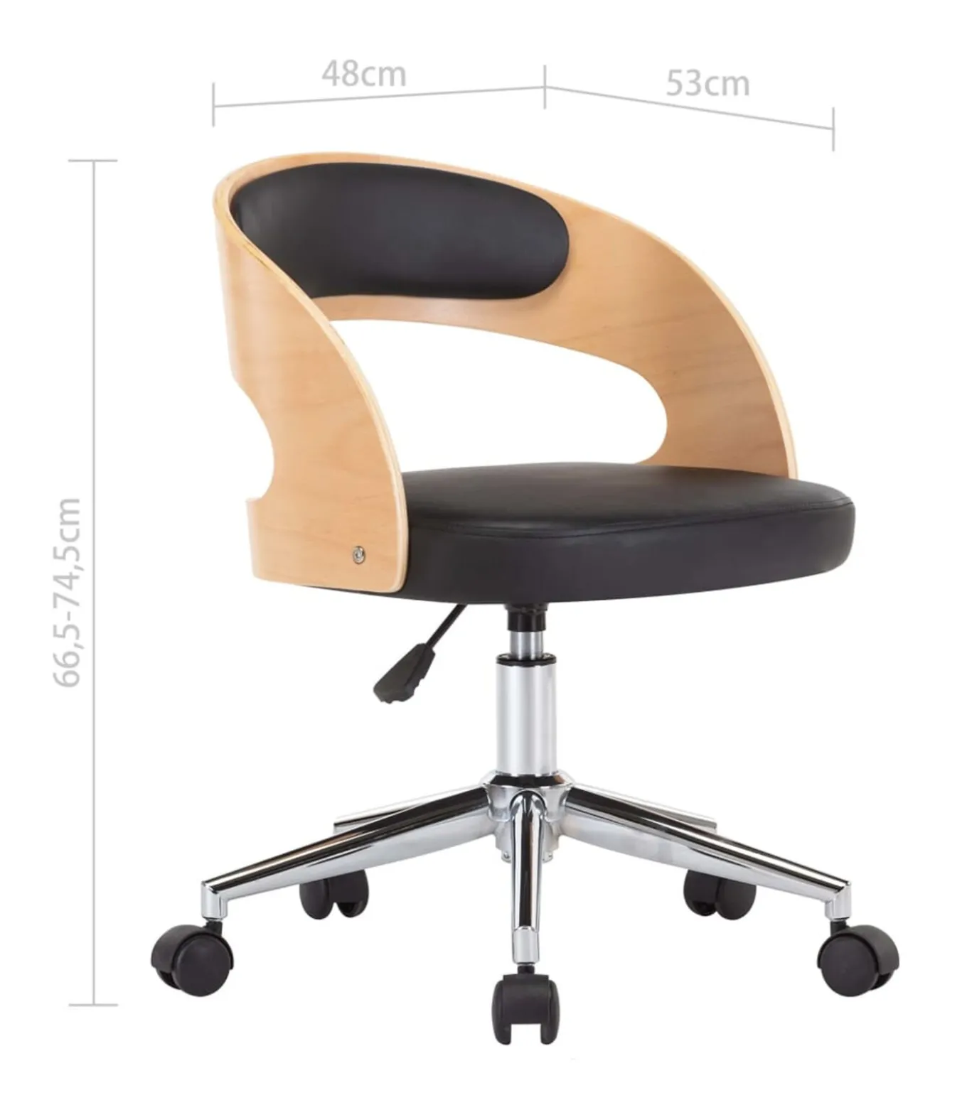 Eetkamerstoel draaibaar gebogen hout en kunstleer zwart