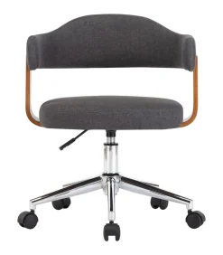 Eetkamerstoelen 2 st draaibaar gebogen hout en stof grijs