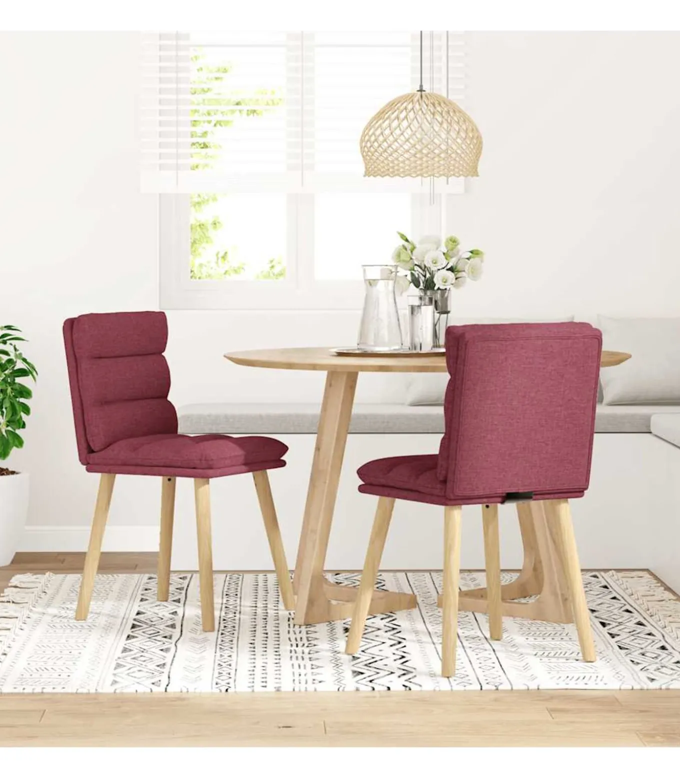 Eetkamerstoelen 2 st stof wijnrood