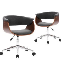 Eetkamerstoelen draaibaar 2 st stof grijs