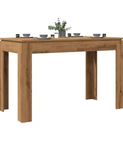 Eettafel 120x60x76 cm bewerkt hout artisanaal eikenkleur