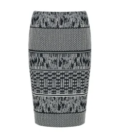 Elastische Gabardine-kokerrok tot onder de knie met luipaardprint