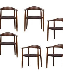 Embrace Eetkamerstoelen - Beukenhout - Donkerbruin - Set van 6