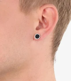 Enkele oorbellen voor mannen, roestvrij staal, agaat
