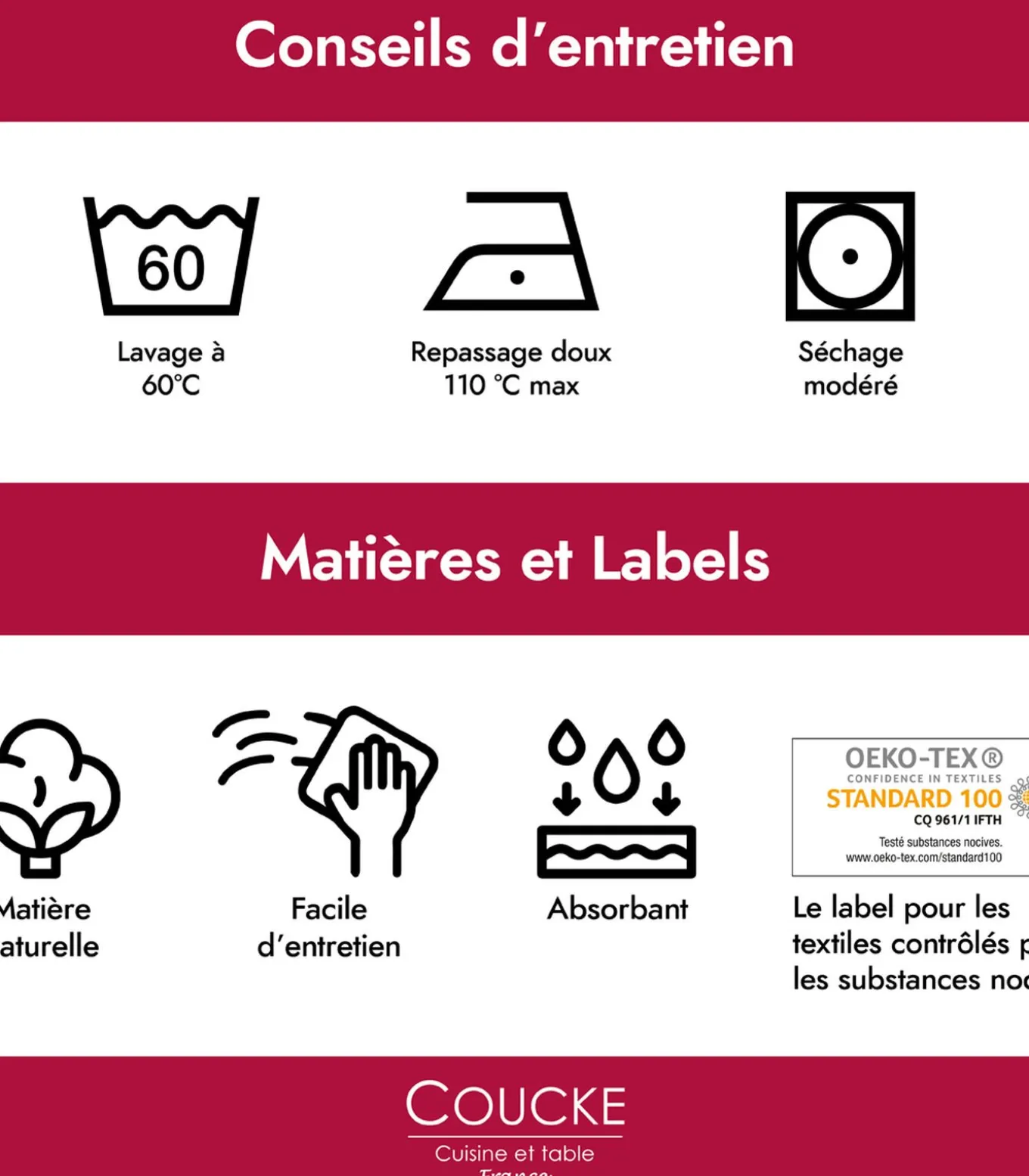 Envolées - Set van 2 theedoeken van puur katoenen jacquard 50x75cm