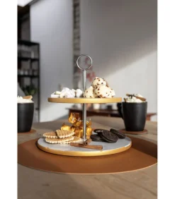 Etagere Marmer Goud 2-Laags