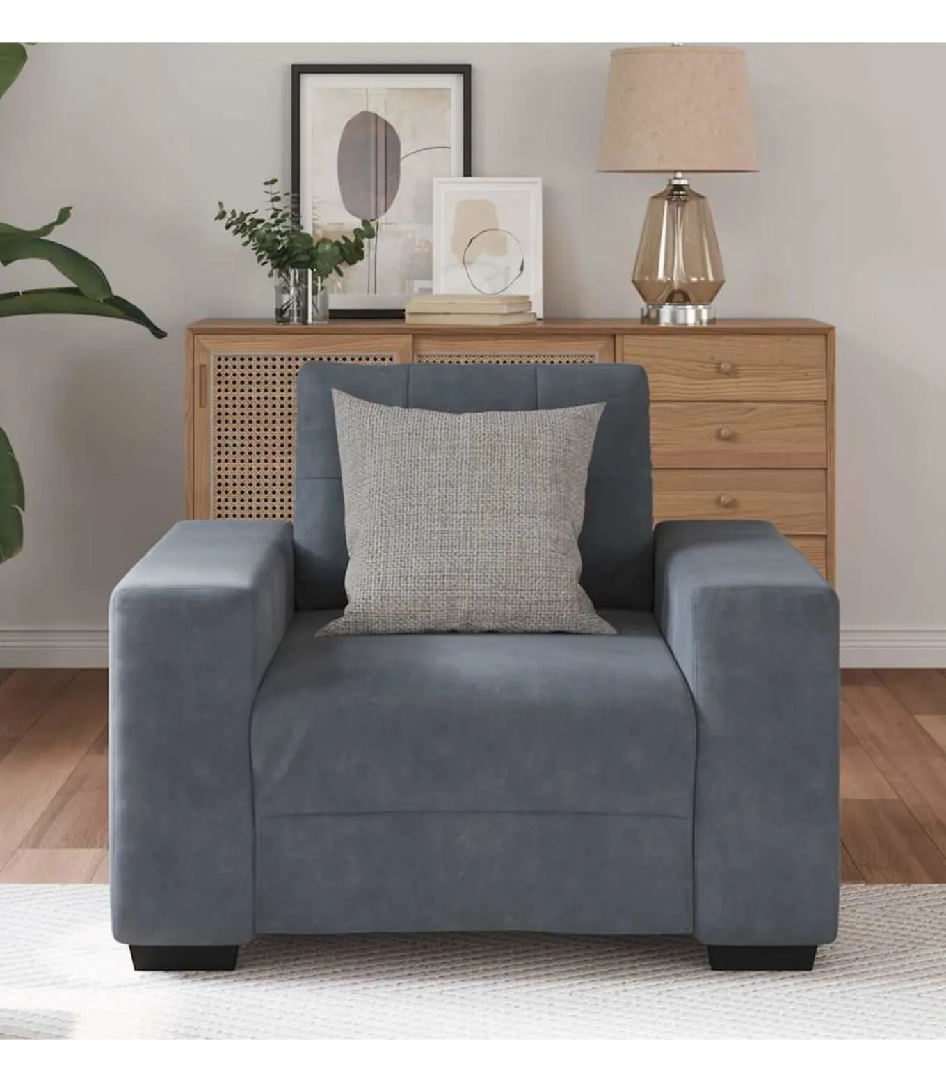 Fauteuil 60 cm fluweel donkergrijs