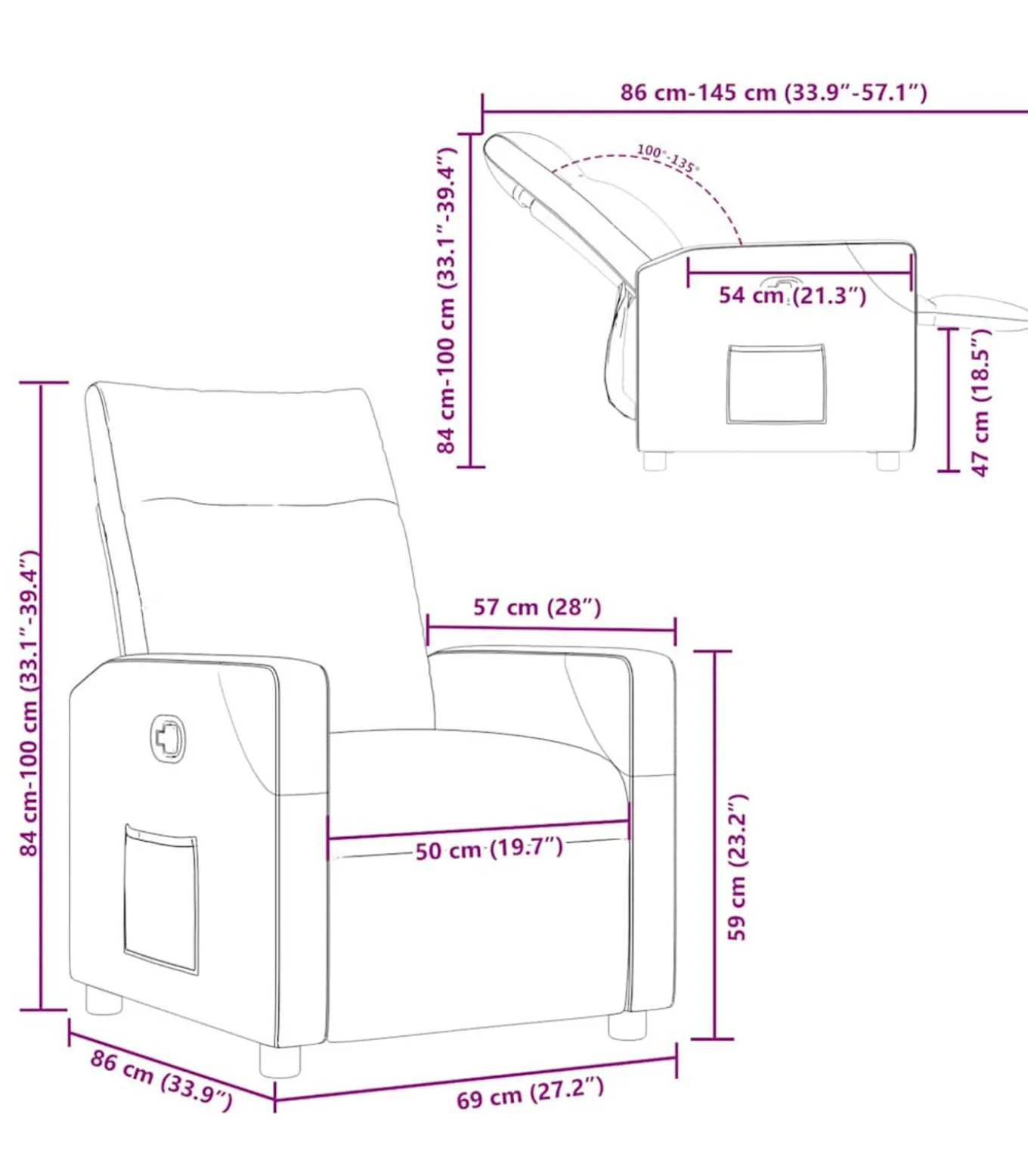 Fauteuil verstelbaar stof taupe