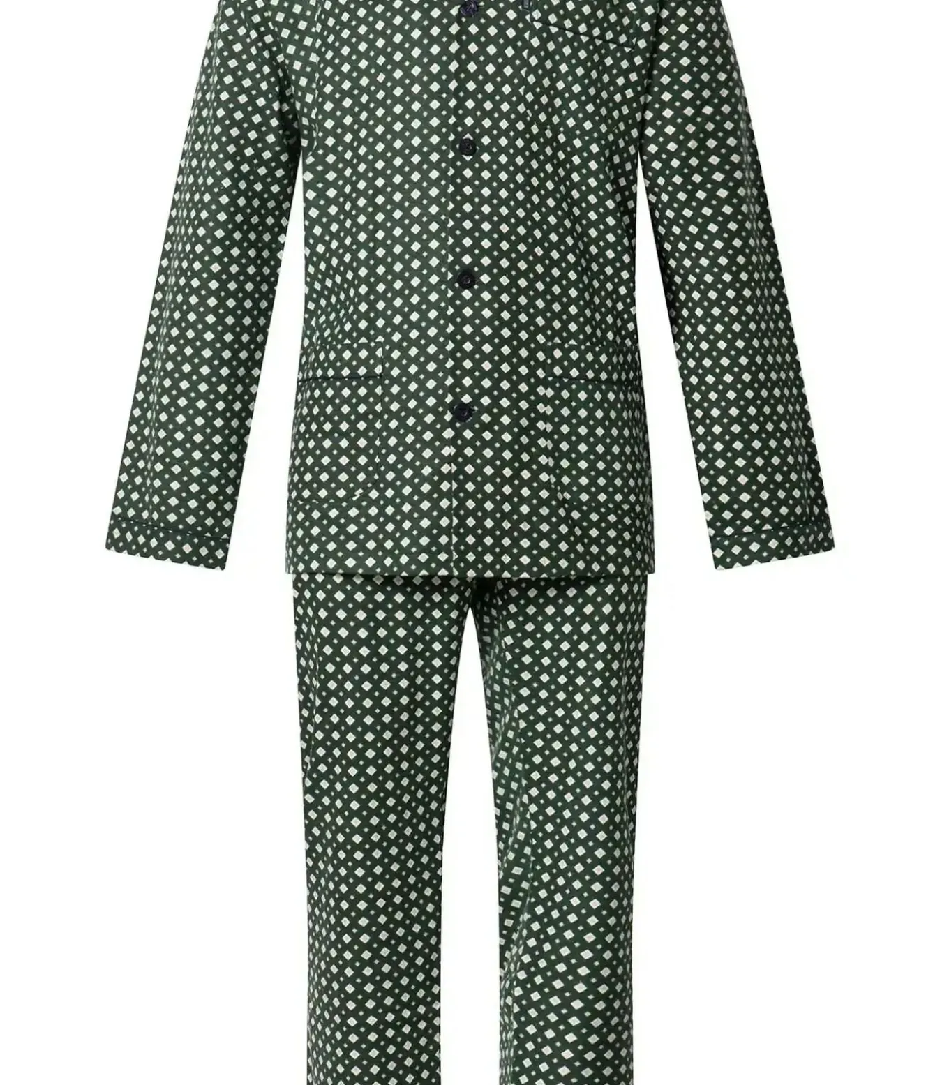 Flanellen heren pyjama - 9442 - Groen - 100% katoen - Warme pyjama